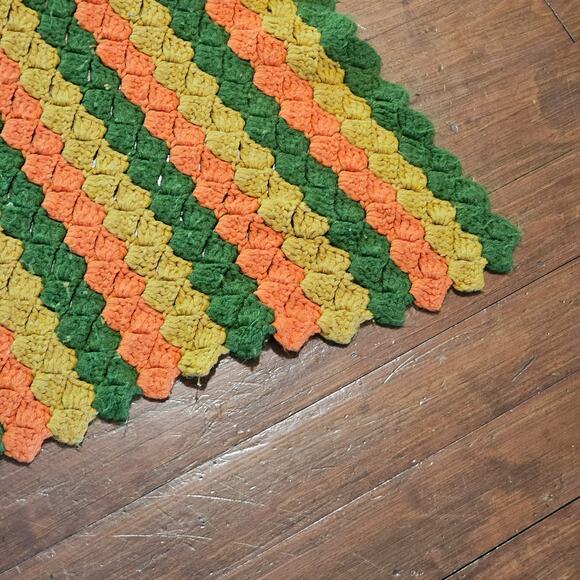 Vintage Handmade Crochet Afghan Blanket Throw Retro Striped Granny Boho 62x38 - Picture 6 of 8